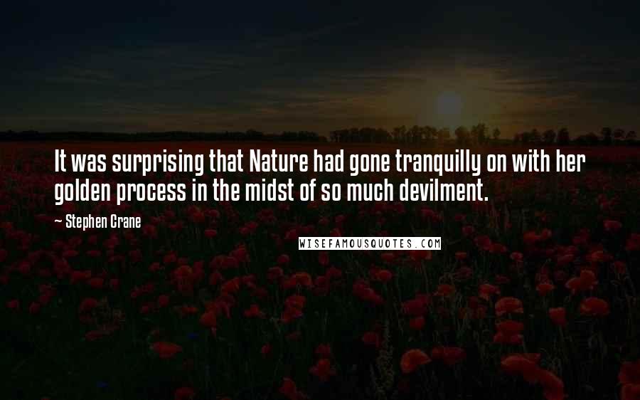 Stephen Crane Quotes: It was surprising that Nature had gone tranquilly on with her golden process in the midst of so much devilment.