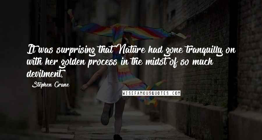 Stephen Crane Quotes: It was surprising that Nature had gone tranquilly on with her golden process in the midst of so much devilment.