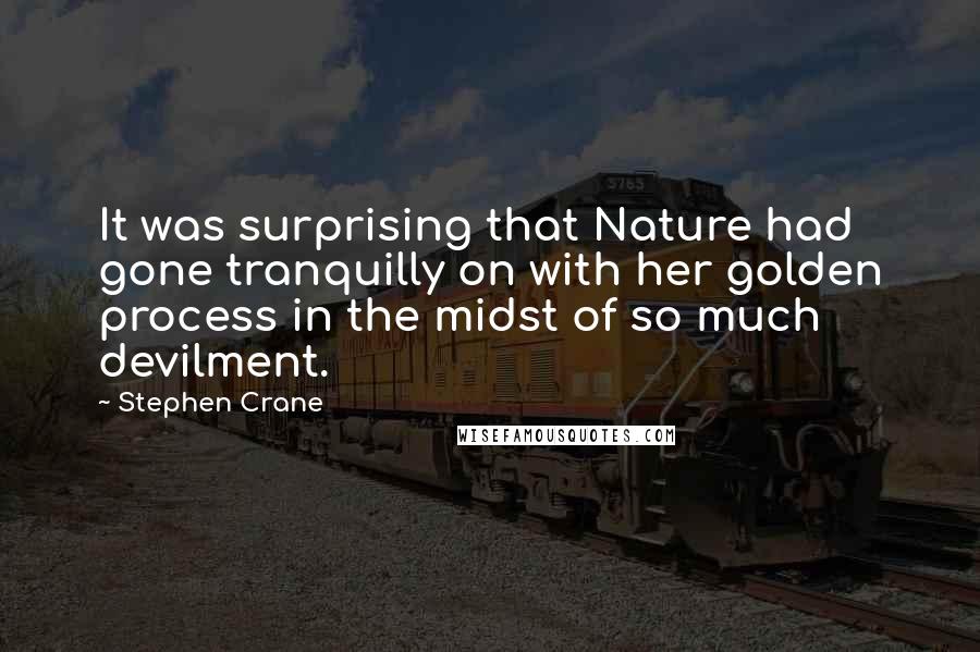 Stephen Crane Quotes: It was surprising that Nature had gone tranquilly on with her golden process in the midst of so much devilment.