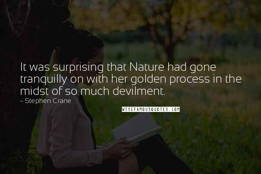 Stephen Crane Quotes: It was surprising that Nature had gone tranquilly on with her golden process in the midst of so much devilment.