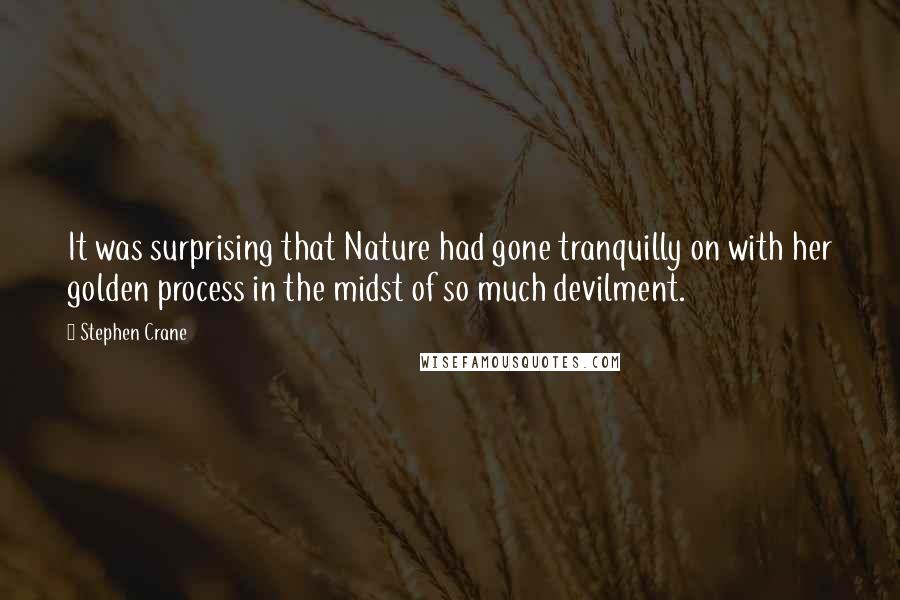 Stephen Crane Quotes: It was surprising that Nature had gone tranquilly on with her golden process in the midst of so much devilment.