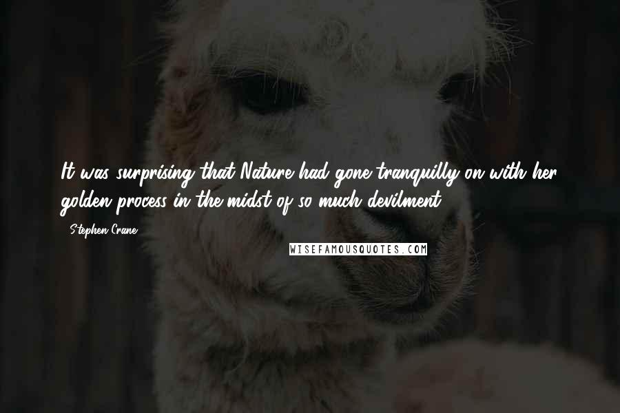 Stephen Crane Quotes: It was surprising that Nature had gone tranquilly on with her golden process in the midst of so much devilment.