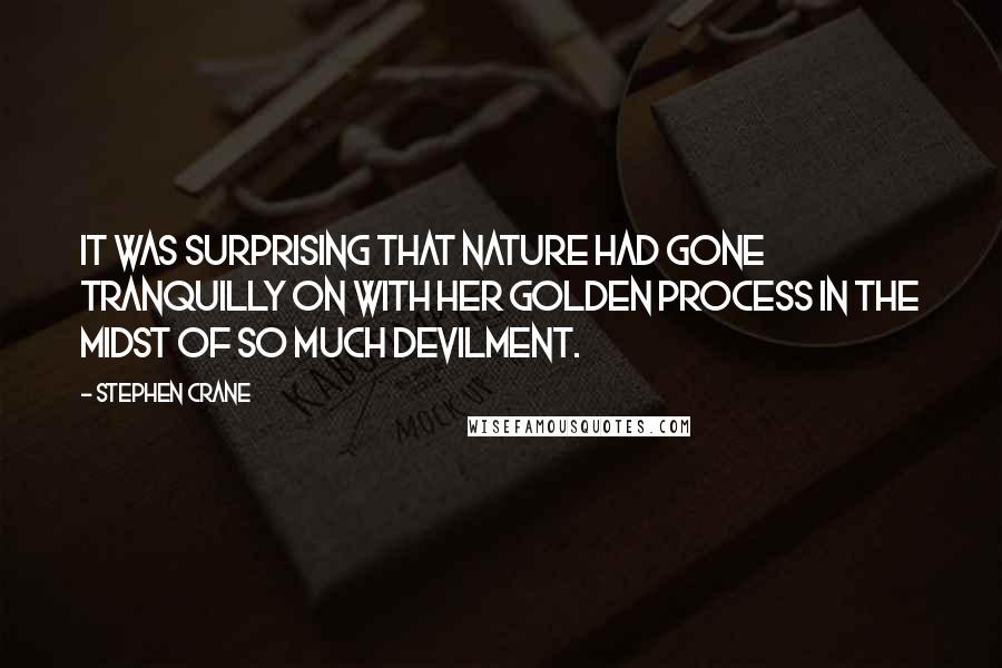 Stephen Crane Quotes: It was surprising that Nature had gone tranquilly on with her golden process in the midst of so much devilment.