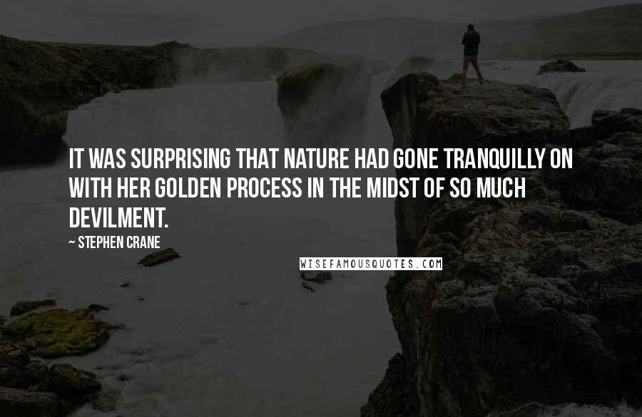 Stephen Crane Quotes: It was surprising that Nature had gone tranquilly on with her golden process in the midst of so much devilment.