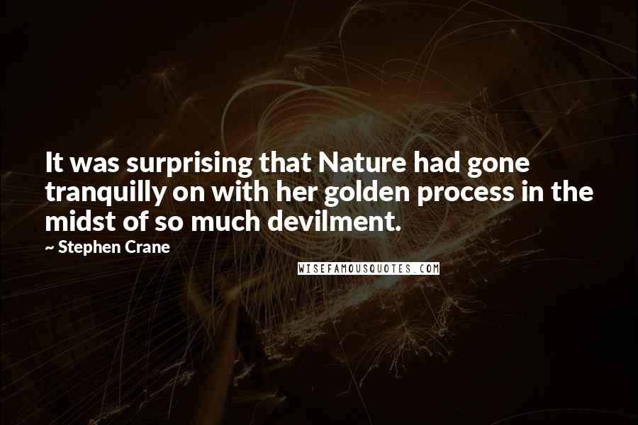 Stephen Crane Quotes: It was surprising that Nature had gone tranquilly on with her golden process in the midst of so much devilment.