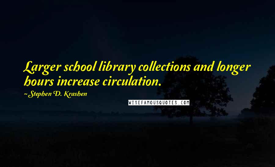 Stephen D. Krashen Quotes: Larger school library collections and longer hours increase circulation.