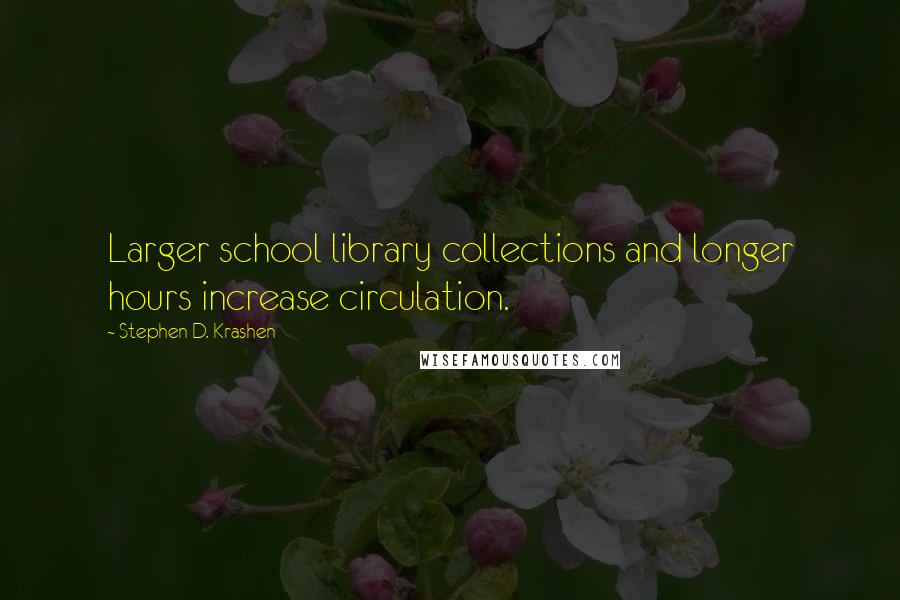 Stephen D. Krashen Quotes: Larger school library collections and longer hours increase circulation.