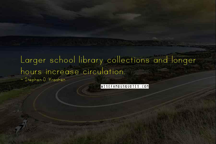 Stephen D. Krashen Quotes: Larger school library collections and longer hours increase circulation.