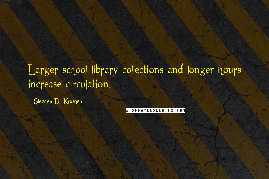 Stephen D. Krashen Quotes: Larger school library collections and longer hours increase circulation.