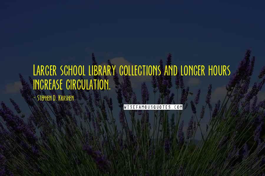 Stephen D. Krashen Quotes: Larger school library collections and longer hours increase circulation.