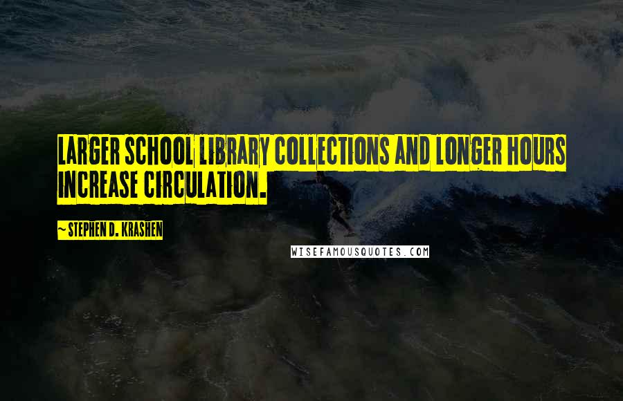 Stephen D. Krashen Quotes: Larger school library collections and longer hours increase circulation.