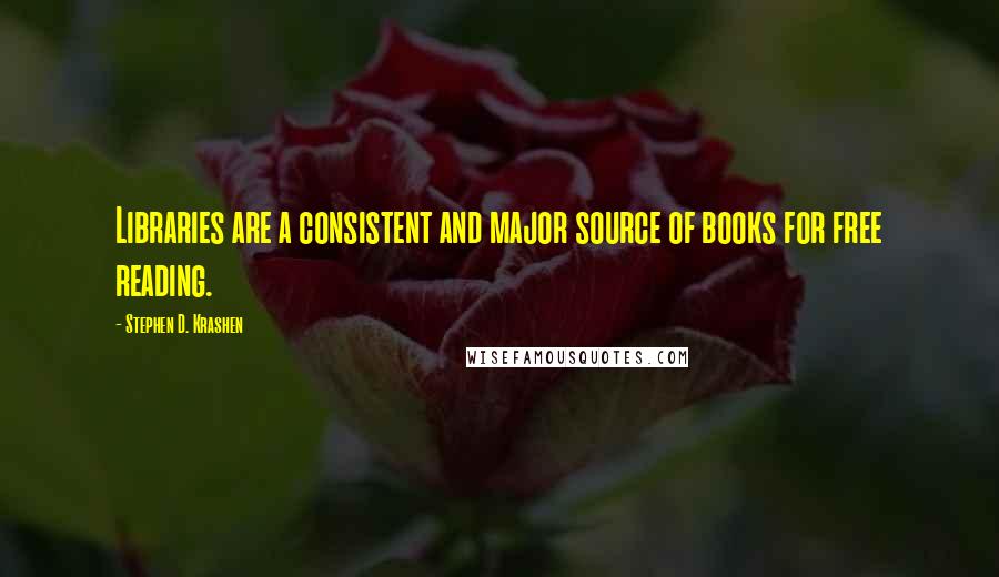 Stephen D. Krashen Quotes: Libraries are a consistent and major source of books for free reading.