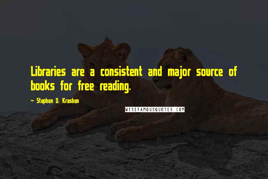 Stephen D. Krashen Quotes: Libraries are a consistent and major source of books for free reading.