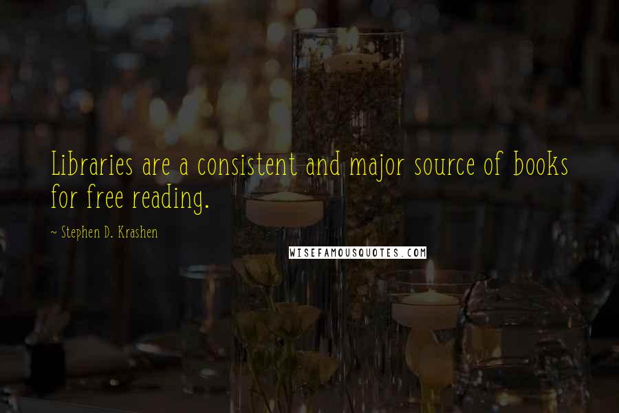 Stephen D. Krashen Quotes: Libraries are a consistent and major source of books for free reading.