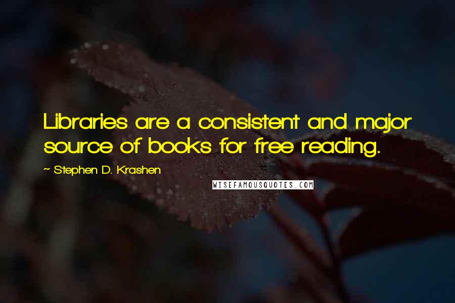 Stephen D. Krashen Quotes: Libraries are a consistent and major source of books for free reading.