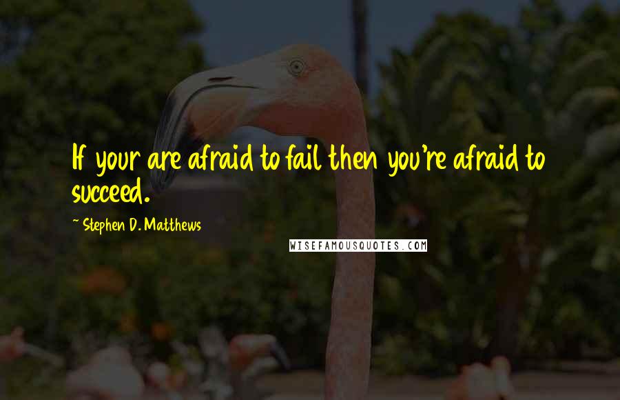 Stephen D. Matthews Quotes: If your are afraid to fail then you're afraid to succeed.