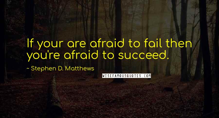 Stephen D. Matthews Quotes: If your are afraid to fail then you're afraid to succeed.