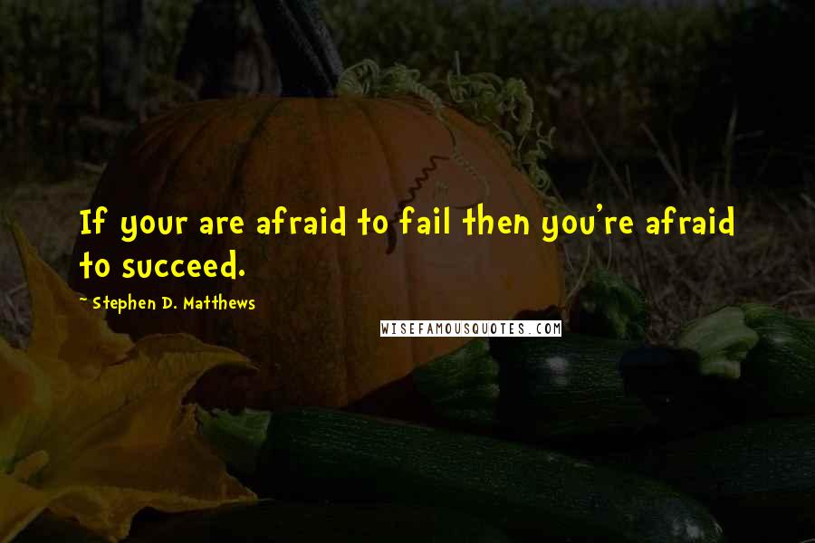 Stephen D. Matthews Quotes: If your are afraid to fail then you're afraid to succeed.