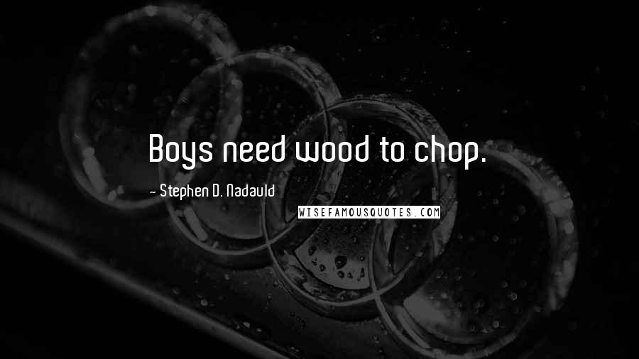 Stephen D. Nadauld Quotes: Boys need wood to chop.