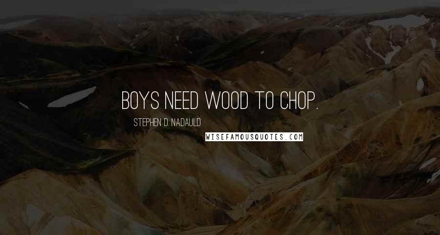 Stephen D. Nadauld Quotes: Boys need wood to chop.