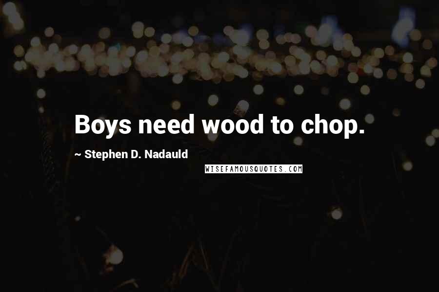 Stephen D. Nadauld Quotes: Boys need wood to chop.