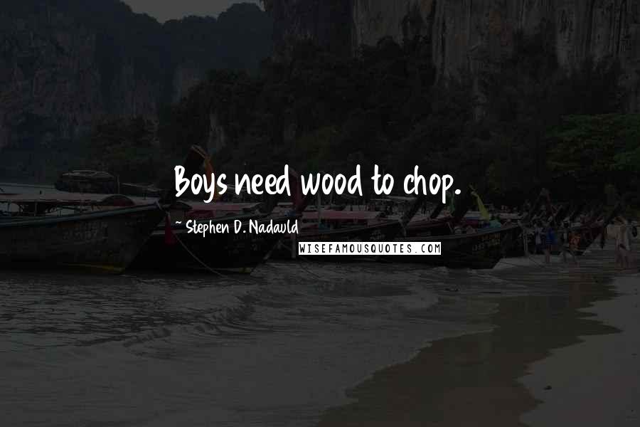 Stephen D. Nadauld Quotes: Boys need wood to chop.