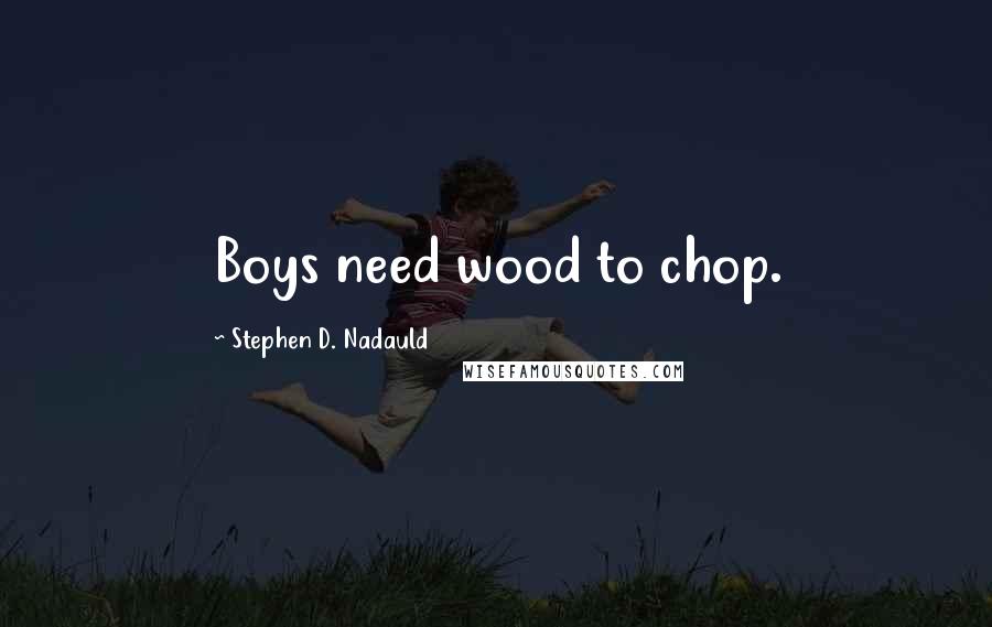 Stephen D. Nadauld Quotes: Boys need wood to chop.