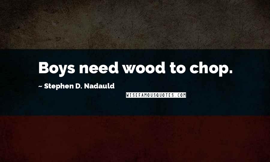 Stephen D. Nadauld Quotes: Boys need wood to chop.