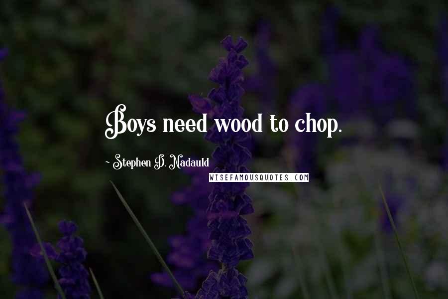 Stephen D. Nadauld Quotes: Boys need wood to chop.