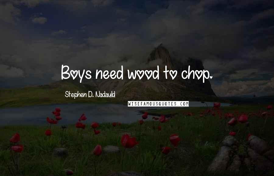 Stephen D. Nadauld Quotes: Boys need wood to chop.