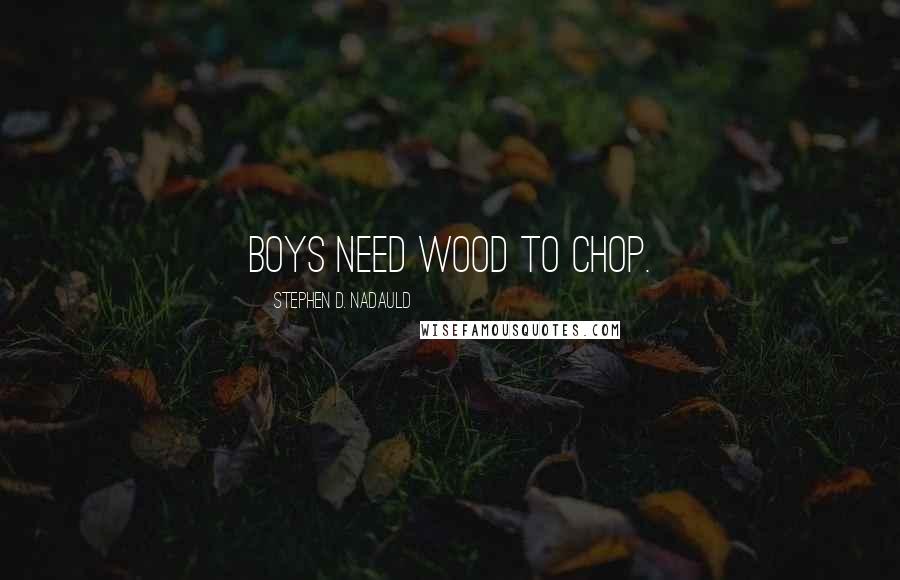 Stephen D. Nadauld Quotes: Boys need wood to chop.