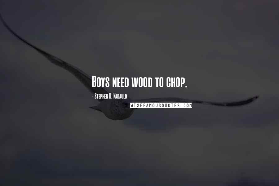 Stephen D. Nadauld Quotes: Boys need wood to chop.