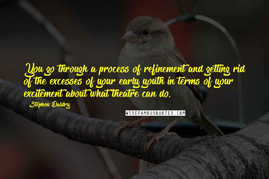 Stephen Daldry Quotes: You go through a process of refinement and getting rid of the excesses of your early youth in terms of your excitement about what theatre can do.