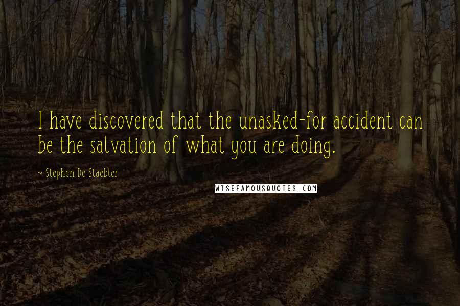 Stephen De Staebler Quotes: I have discovered that the unasked-for accident can be the salvation of what you are doing.