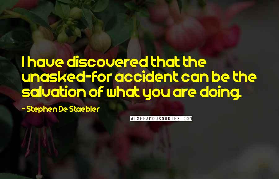 Stephen De Staebler Quotes: I have discovered that the unasked-for accident can be the salvation of what you are doing.