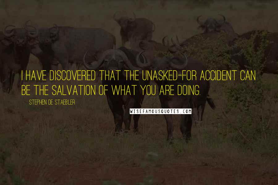 Stephen De Staebler Quotes: I have discovered that the unasked-for accident can be the salvation of what you are doing.