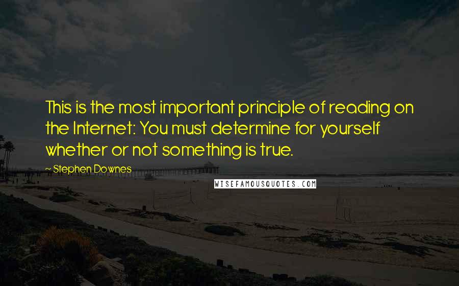 Stephen Downes Quotes: This is the most important principle of reading on the Internet: You must determine for yourself whether or not something is true.