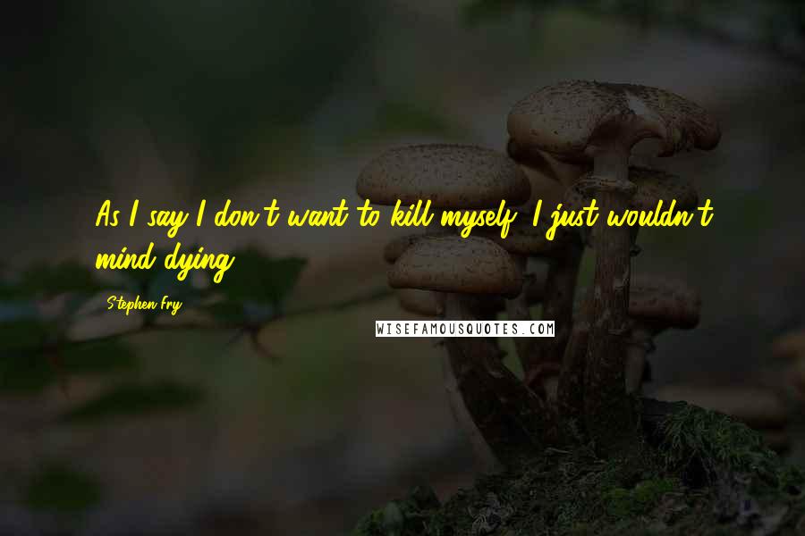 Stephen Fry Quotes: As I say I don't want to kill myself, I just wouldn't mind dying.