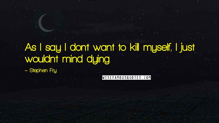 Stephen Fry Quotes: As I say I don't want to kill myself, I just wouldn't mind dying.