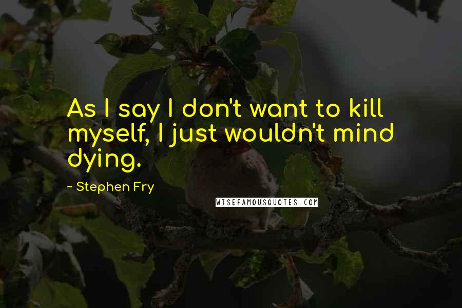 Stephen Fry Quotes: As I say I don't want to kill myself, I just wouldn't mind dying.