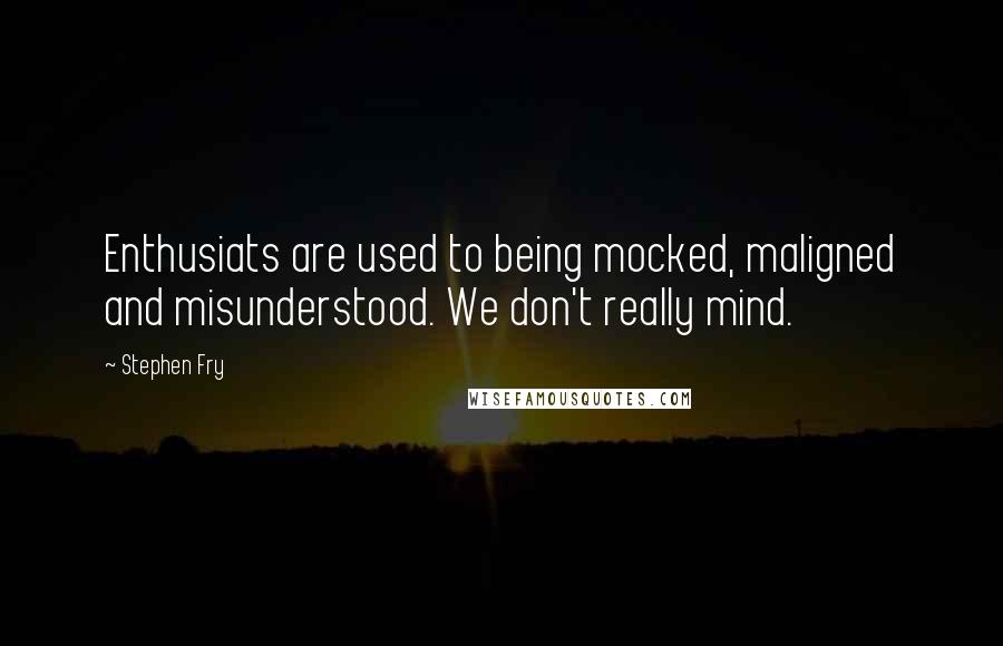 Stephen Fry Quotes: Enthusiats are used to being mocked, maligned and misunderstood. We don't really mind.