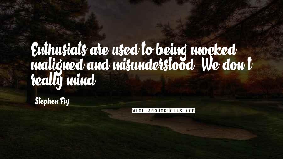 Stephen Fry Quotes: Enthusiats are used to being mocked, maligned and misunderstood. We don't really mind.