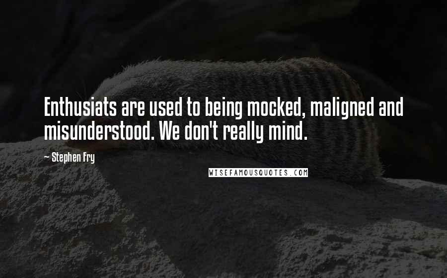 Stephen Fry Quotes: Enthusiats are used to being mocked, maligned and misunderstood. We don't really mind.