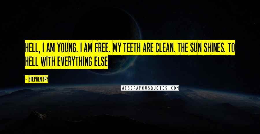 Stephen Fry Quotes: Hell, I am young. I am free. My teeth are clean. The sun shines. To hell with everything else