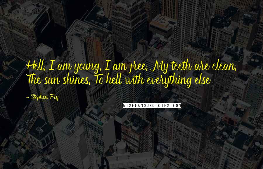 Stephen Fry Quotes: Hell, I am young. I am free. My teeth are clean. The sun shines. To hell with everything else