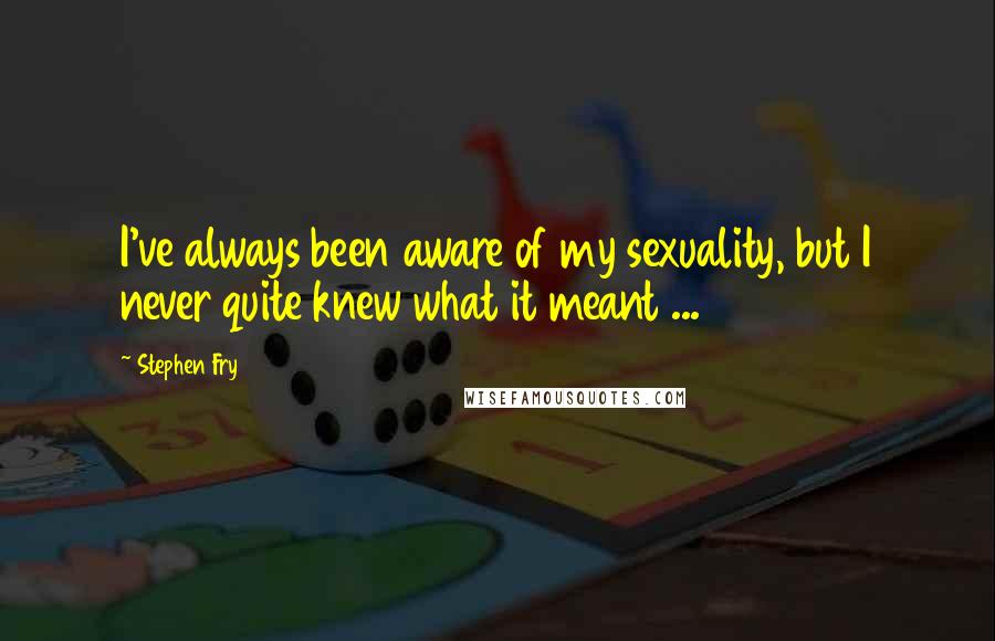 Stephen Fry Quotes: I've always been aware of my sexuality, but I never quite knew what it meant ...