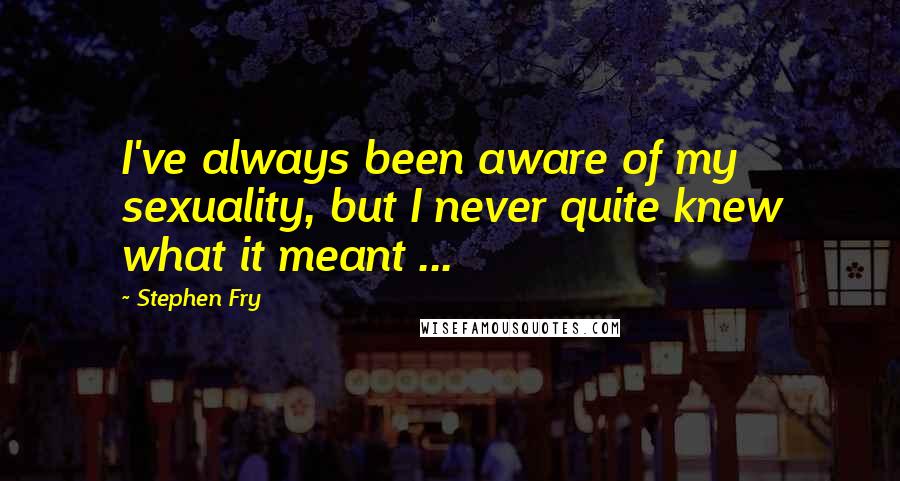 Stephen Fry Quotes: I've always been aware of my sexuality, but I never quite knew what it meant ...