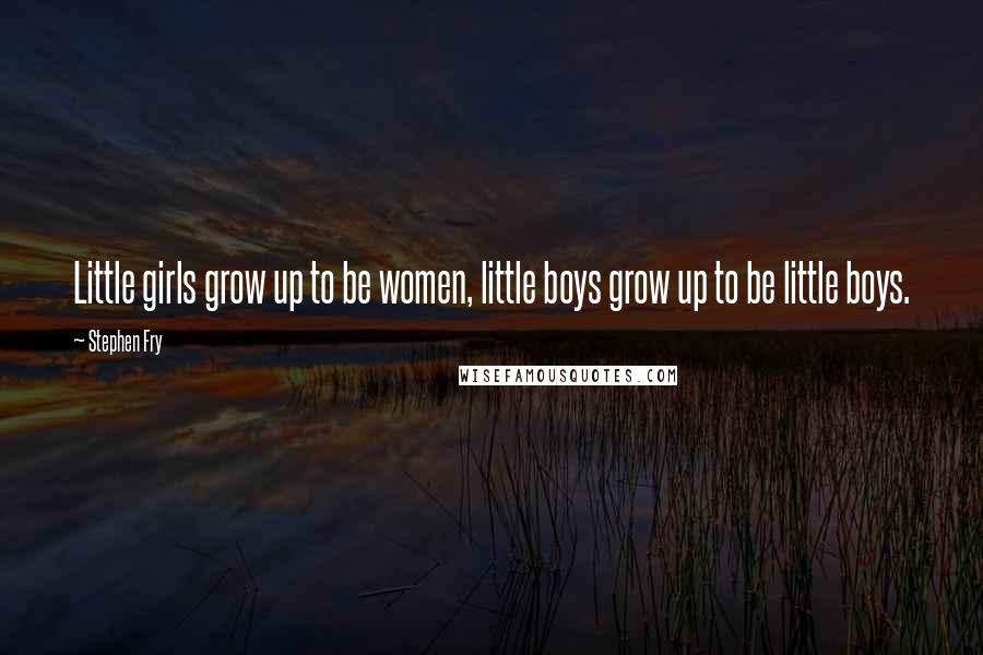 Stephen Fry Quotes: Little girls grow up to be women, little boys grow up to be little boys.