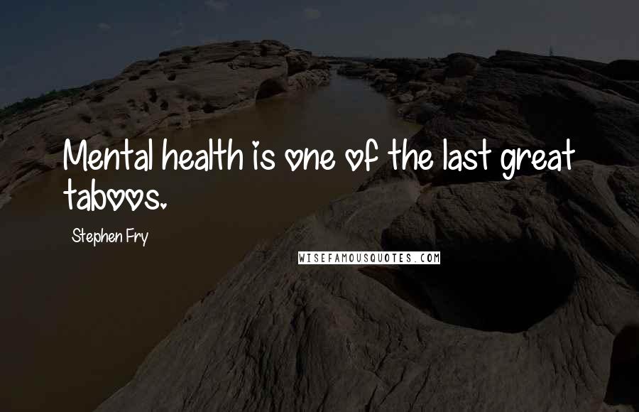 Stephen Fry Quotes: Mental health is one of the last great taboos.