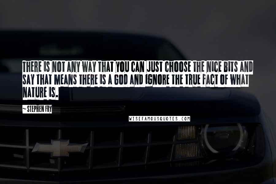 Stephen Fry Quotes: There is not any way that you can just choose the nice bits and say that means there is a God and ignore the true fact of what nature is.